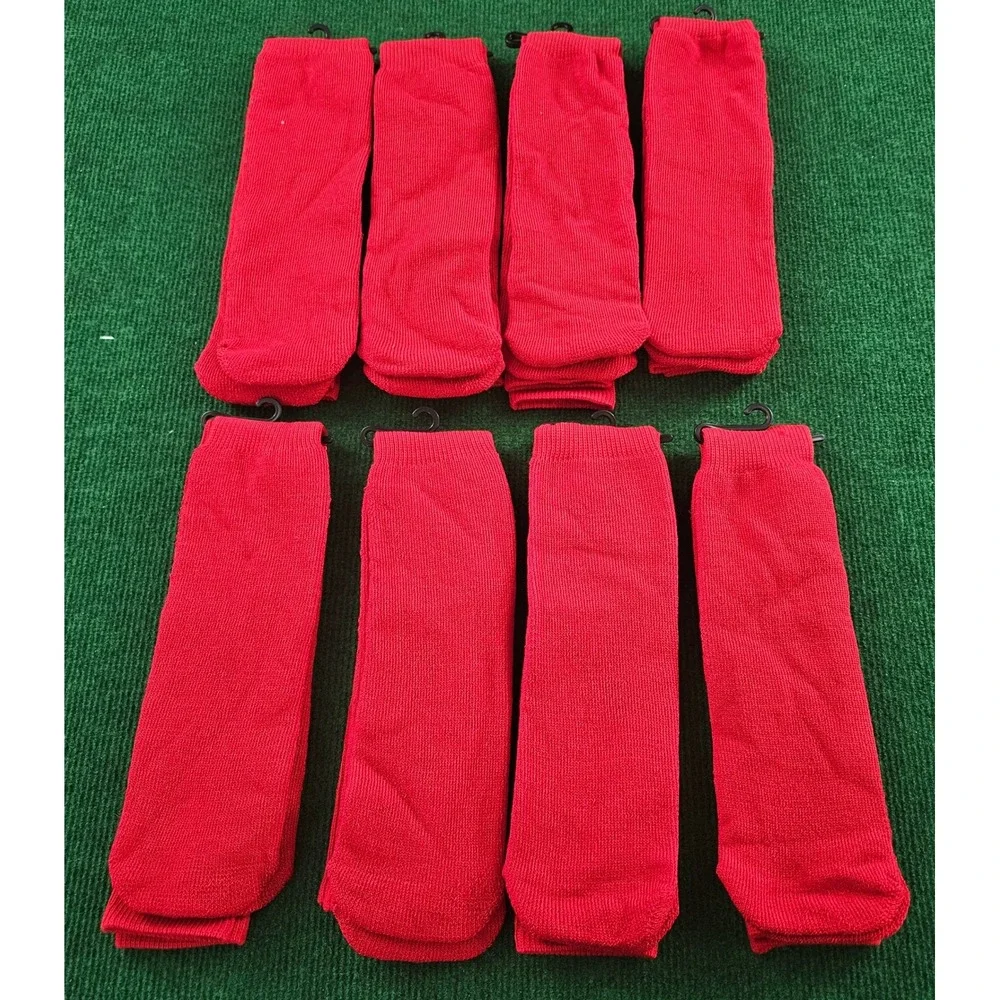 Lot of 8 Pair Red Athletic Crew Socks Sports Work Casual Adult Size